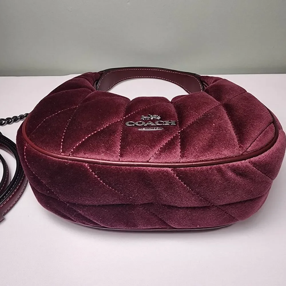 NWT Coach CCE61 Carmen Mini Crossbody Bag Quilting Velvet/Gunmetal/Burgundy